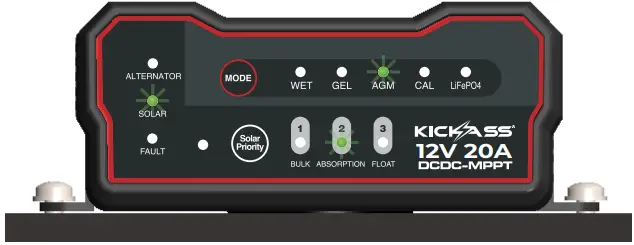 KICKASS KADCDC20A 40A DCDC Charger and 8M Heavy Duty DCDC Wiring Kit - Absorption Charge Stage 2