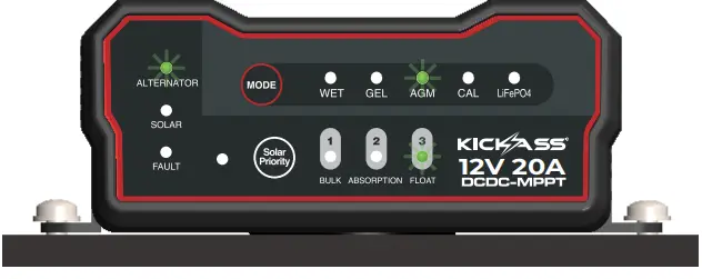 KICKASS KADCDC20A 40A DCDC Charger and 8M Heavy Duty DCDC Wiring Kit - Absorption Charge Stage 3