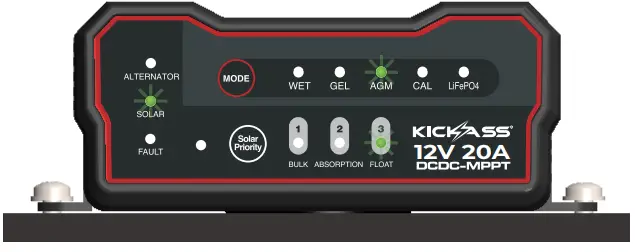 KICKASS KADCDC20A 40A DCDC Charger and 8M Heavy Duty DCDC Wiring Kit - Absorption Charge Stage 4