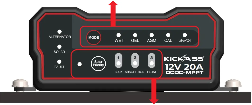 KICKASS KADCDC20A 40A DCDC Charger and 8M Heavy Duty DCDC Wiring Kit - BATTERY TYPE