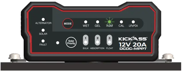 KICKASS KADCDC20A 40A DCDC Charger and 8M Heavy Duty DCDC Wiring Kit - CHARGING LIGHTS 1