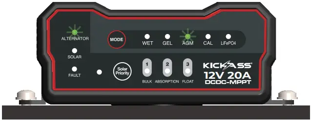 KICKASS KADCDC20A 40A DCDC Charger and 8M Heavy Duty DCDC Wiring Kit - CHARGING LIGHTS 3