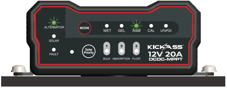 KICKASS KADCDC20A 40A DCDC Charger and 8M Heavy Duty DCDC Wiring Kit - CHARGING LIGHTS 5