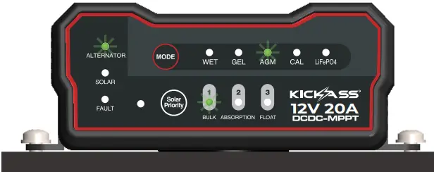 KICKASS KADCDC20A 40A DCDC Charger and 8M Heavy Duty DCDC Wiring Kit - CHARGING LIGHTS 6