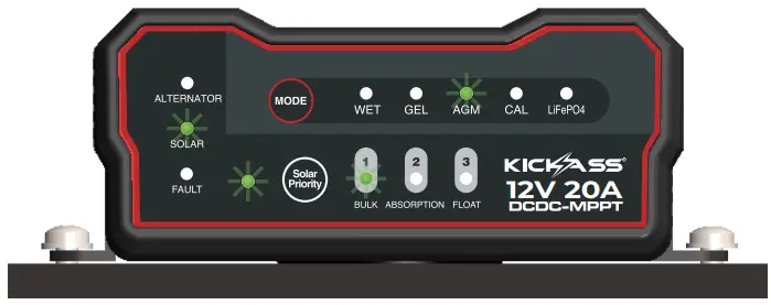 KICKASS KADCDC20A 40A DCDC Charger and 8M Heavy Duty DCDC Wiring Kit - CHARGING LIGHTS 8