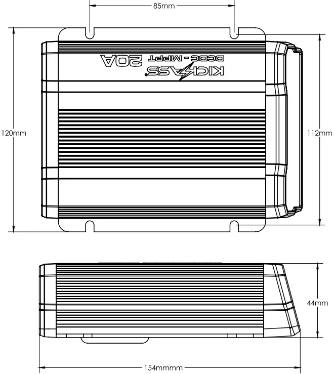 KICKASS KADCDC20A 40A DCDC Charger and 8M Heavy Duty DCDC Wiring Kit - DIMENSIONS