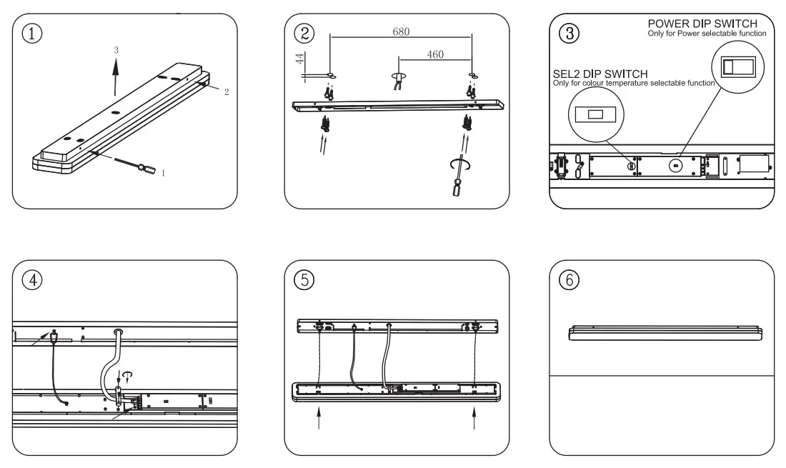 HALCYON LED335 W34A Slice 900mm LED Ceiling Batten - Installation