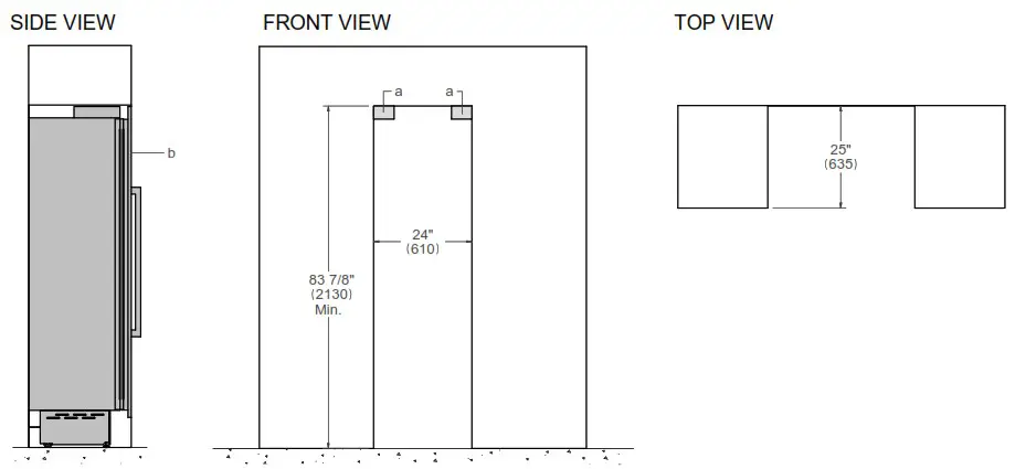 Bertazzoni REF24RCPRR23 Built In Refrigerator Column - CUTOUT DIMENSIONS