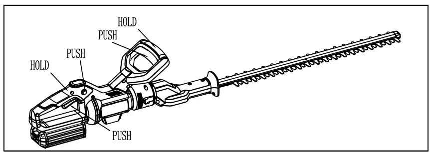 COBRA HT50LRH24V 24V Cordless Long Reach Hedge Trimmer - BATTERY2