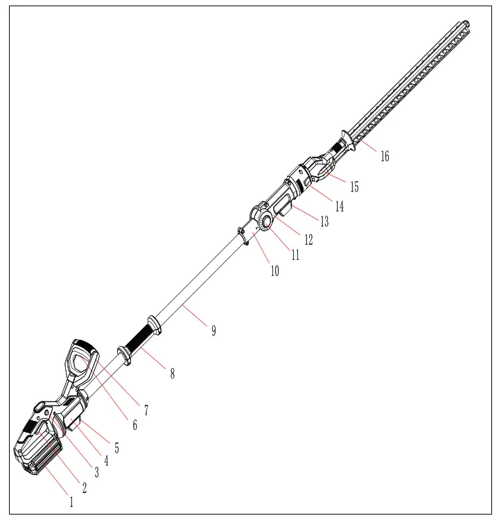 COBRA HT50LRH24V 24V Cordless Long Reach Hedge Trimmer - GENERAL IDENTIFICATION