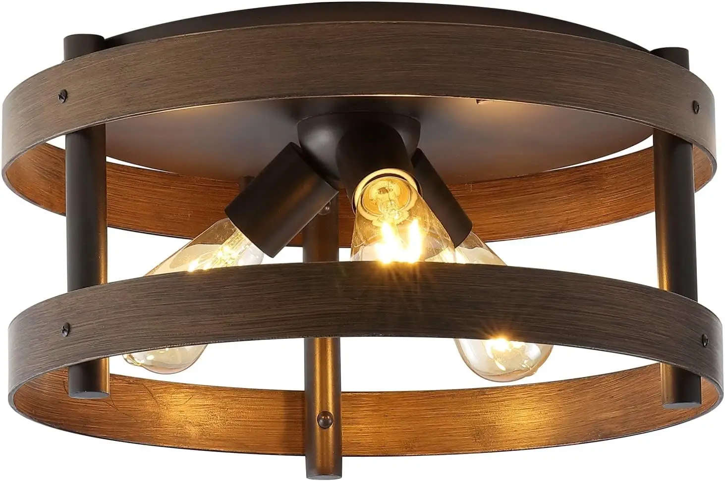 JONATHAN Y JYL1305A Cooper 16 Inch Farmhouse Industrial Iron LED Flush Mount