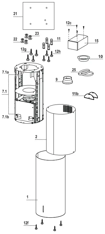 ROROS HETTA Cilindro Island - Components