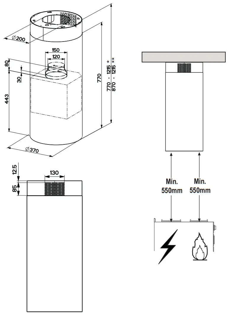 ROROS HETTA Cilindro Island - Dimensions