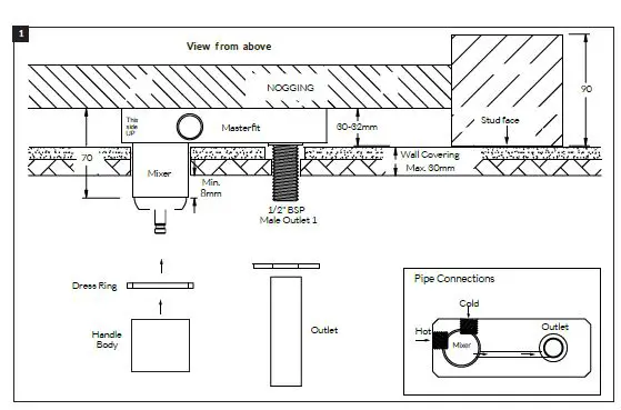 SUSSEX RWBMS150RH Wall Basin Mixer System Dress Kit Owner's Manual-fig-2
