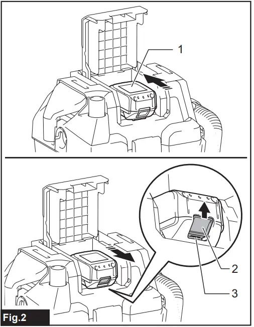 makita XCV11 Cordless Portable Vacuum Cleaner - Battery cartridge