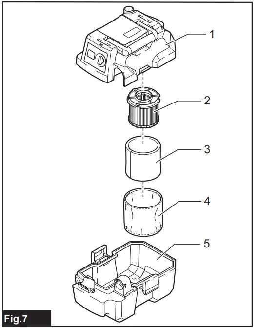makita XCV11 Cordless Portable Vacuum Cleaner - PARTS DESCRIPTION