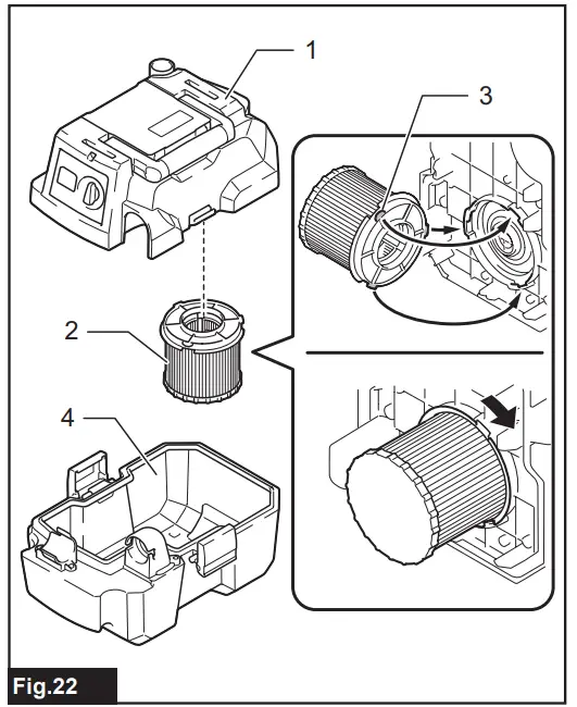 makita XCV11 Cordless Portable Vacuum Cleaner - Tank cover