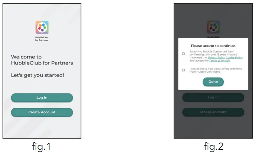 Sign up with Hubble on your smart device