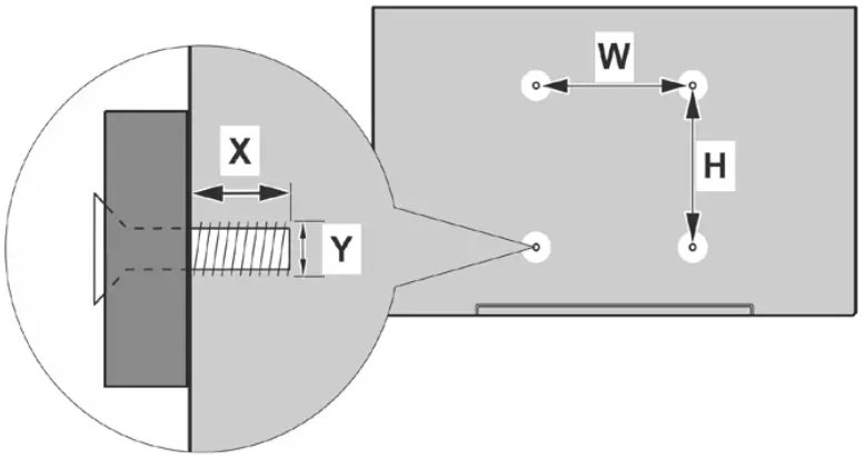 DAEWOO 24DE04HL1 24 Inch LED HD TV - Mount Mesurment