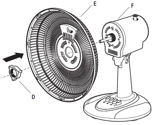 HAMPTON BAY TX-1204D 12 Inch Table Fan - Attaching the Rear Guard