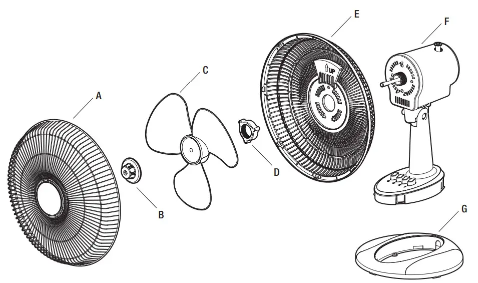 HAMPTON BAY TX-1204D 12 Inch Table Fan - PACKAGE CONTENTS