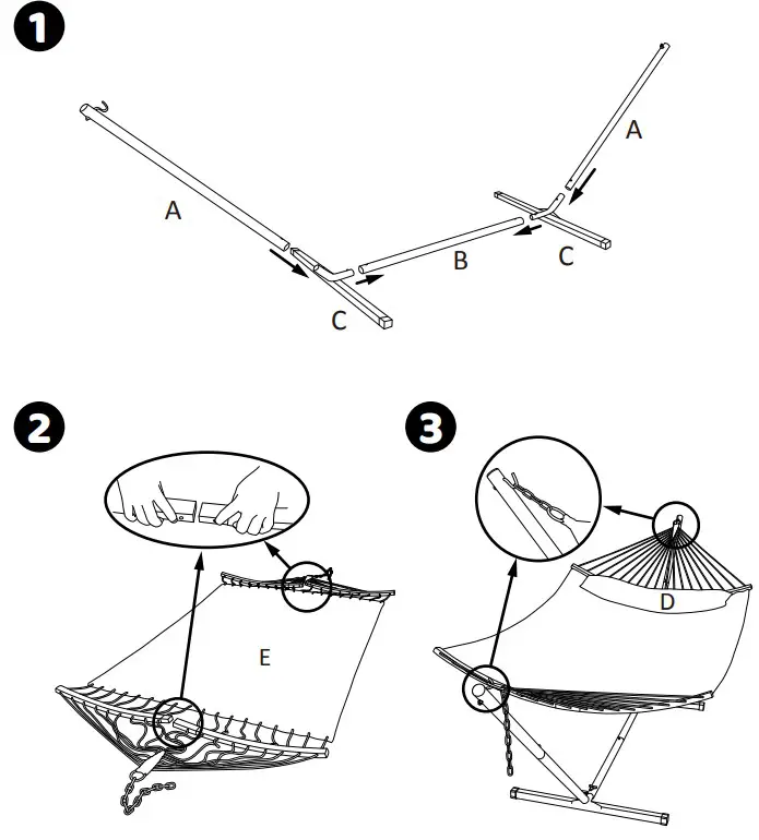 SUNCREAT AI-HRW Outdoor Portable Hammock with Curved Spreader Bar - Installation