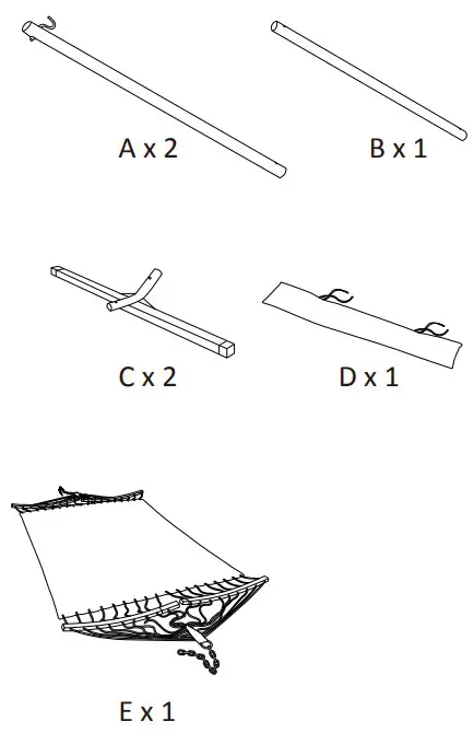 SUNCREAT AI-HRW Outdoor Portable Hammock with Curved Spreader Bar - PARTS LISTS