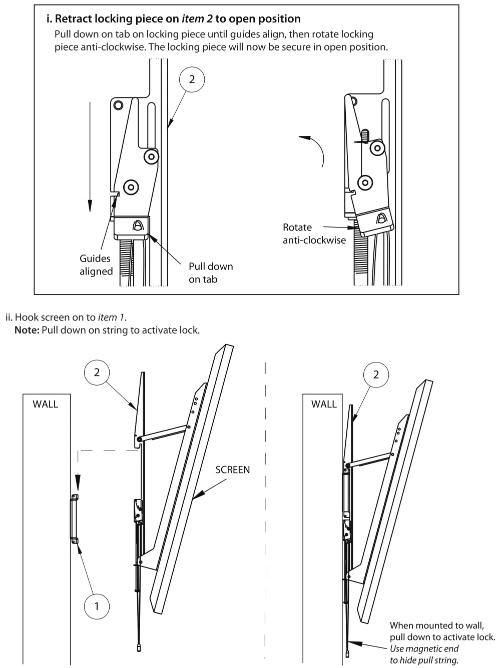 B-TECH BT9910 XL Heavy Duty Universal Flat Screen Wall Mount with Tilt - HOOK SCREEN ONTO WALL PLATE