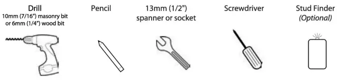 B-TECH BT9910 XL Heavy Duty Universal Flat Screen Wall Mount with Tilt - INSTALLATION TOOLS REQUIRED