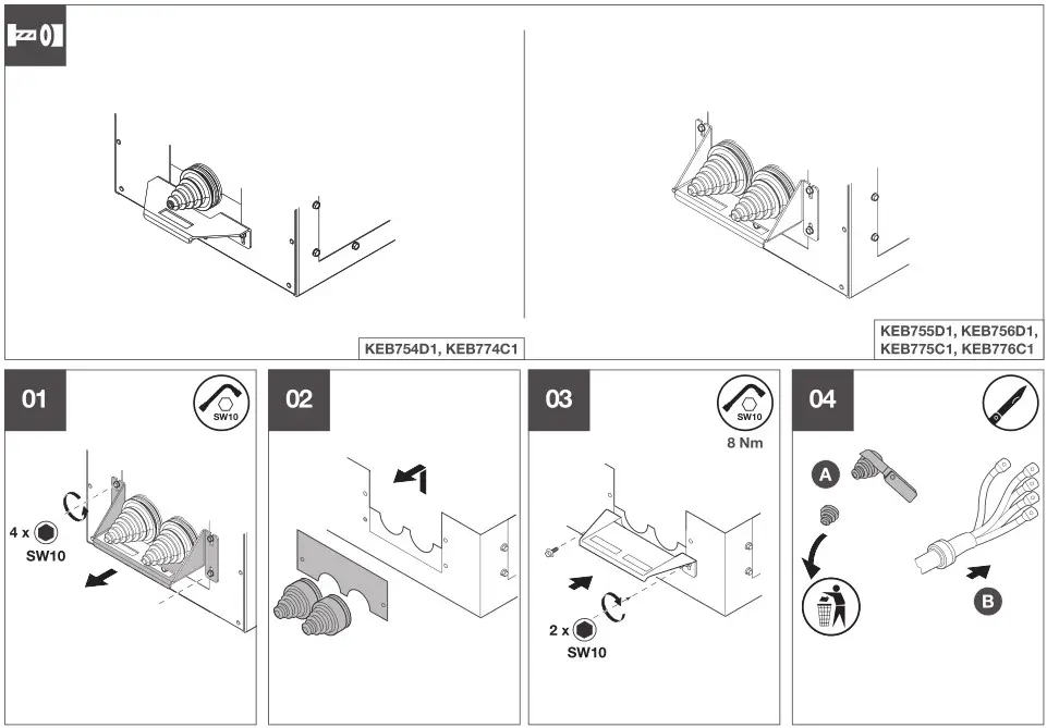 Hager DE BG5 Tap-Off Box Size 4 or 5 For MCCB - Assembly Fig 1-4