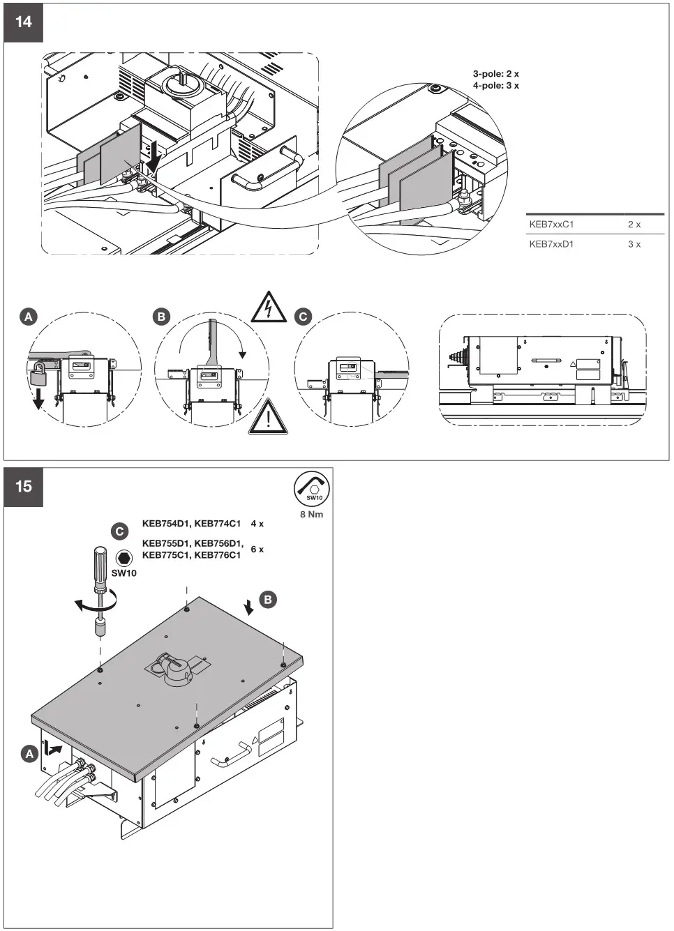 Hager DE BG5 Tap-Off Box Size 4 or 5 For MCCB - Assembly Fig 14-15