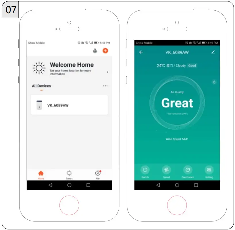 Xiamen Vork Health Industry VK-6089AW Air Purifier - app 7
