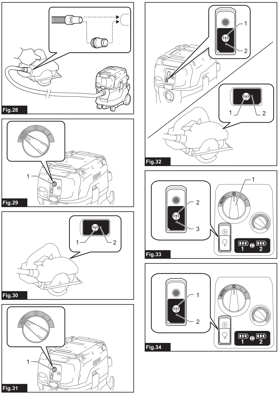 makita VC007GL Cordless Vacuum Cleaner - Fig. 28 to 34