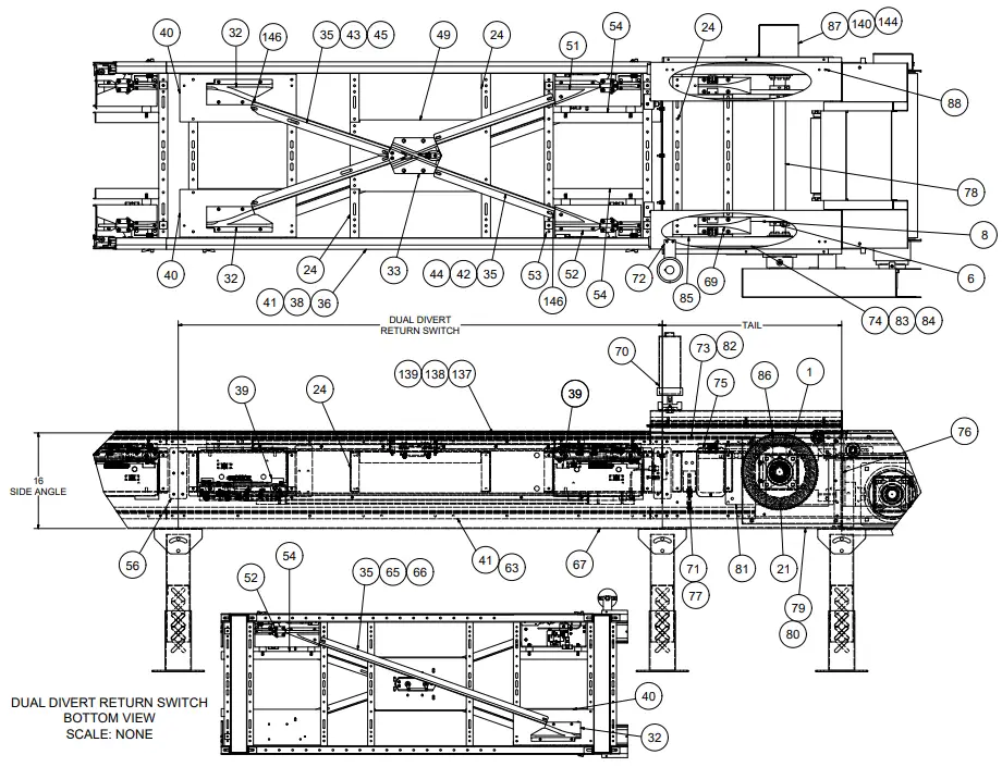 HYTROL ProSort 100 Elite High Speed Sortation Conveyor - Parts Drawing 16