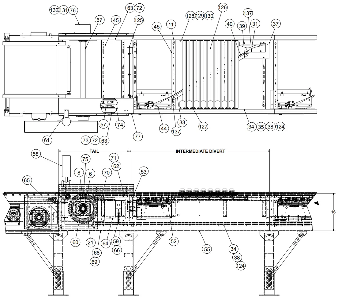 HYTROL ProSort 100 Elite High Speed Sortation Conveyor - Parts Drawing 2