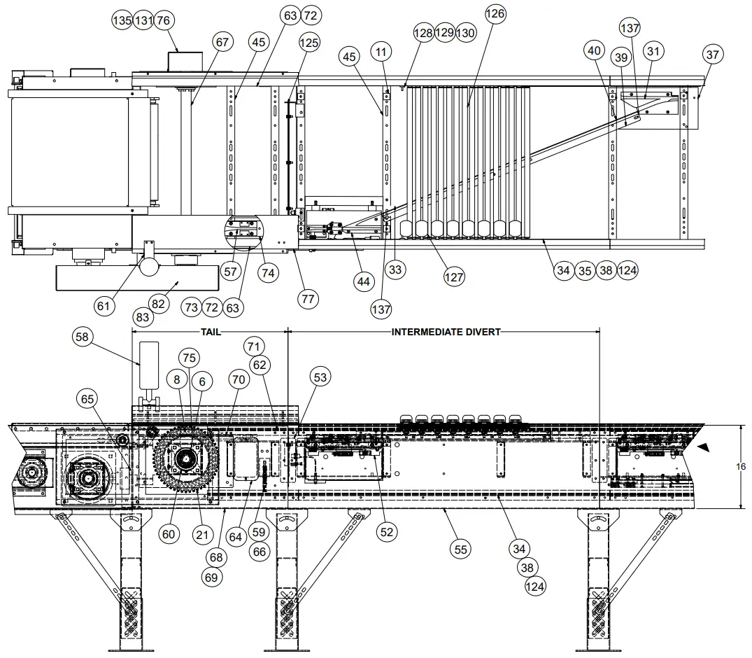 HYTROL ProSort 100 Elite High Speed Sortation Conveyor - Parts Drawing 6