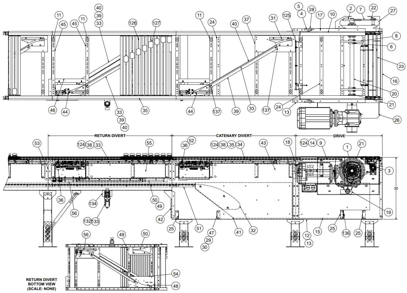 HYTROL ProSort 100 Elite High Speed Sortation Conveyor - Parts Drawing