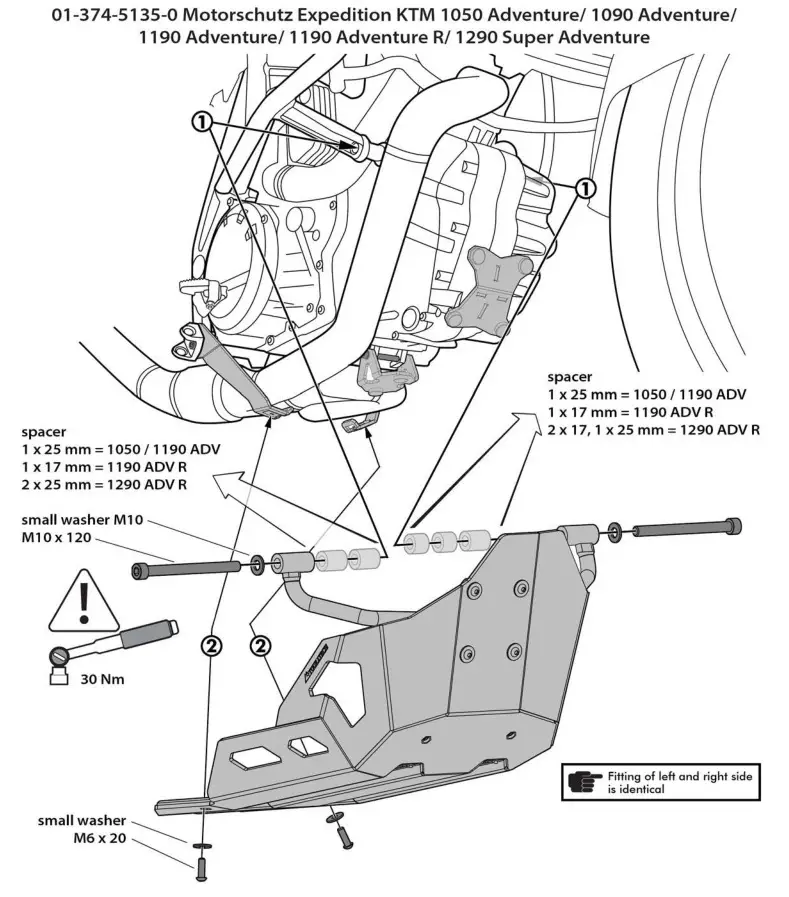 TOURATECH 09-374-5135-0 Motorschutz Expedition KTM - Mounting instructions 3