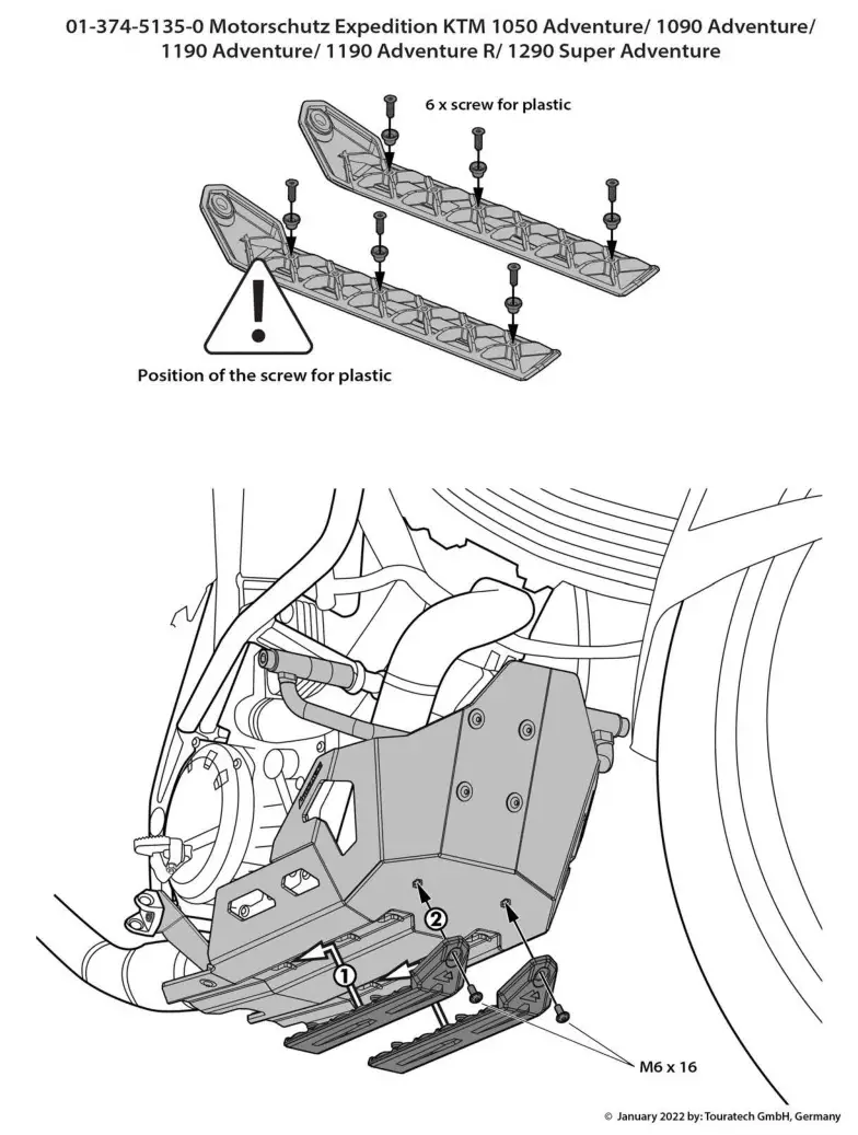 TOURATECH 09-374-5135-0 Motorschutz Expedition KTM - Mounting instructions 4