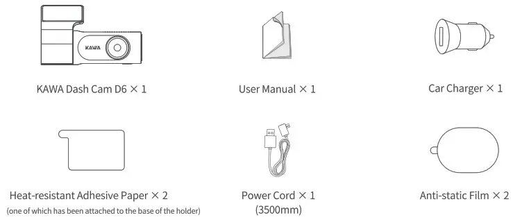 KAWA D6 Car Dash Camera - box