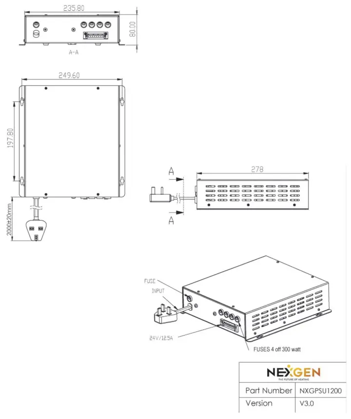 NexGen Heating Film System -PSU Dimensions
