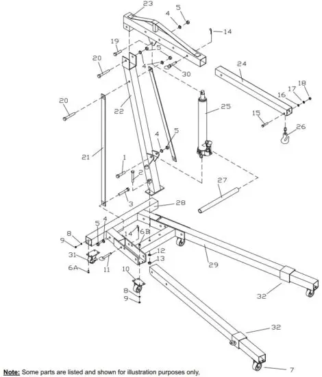 FIG 15 Crane Parts List and Diagram