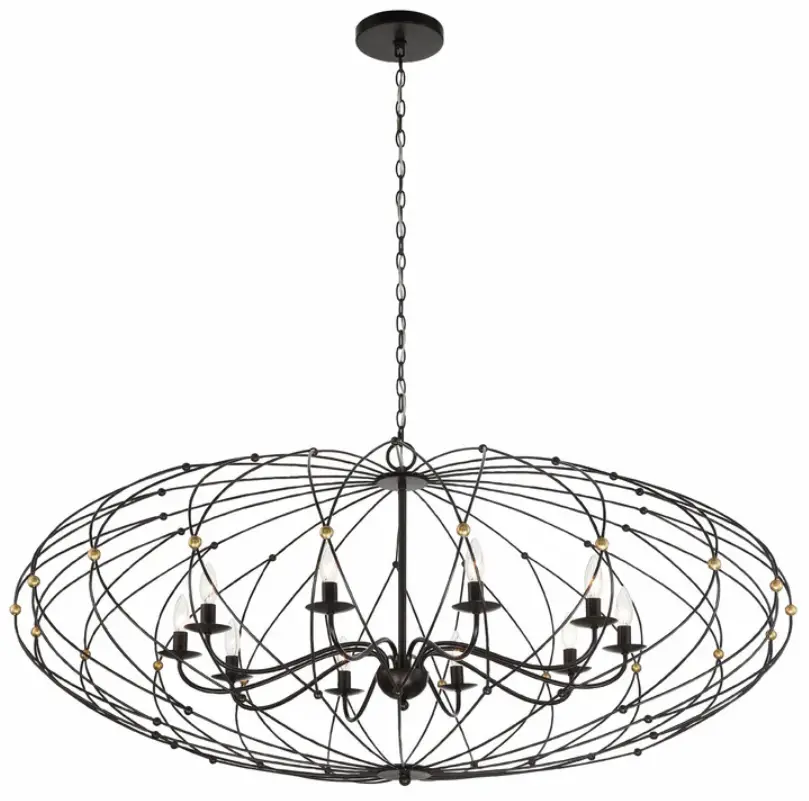 CRYSTORAMA ZUC-A9039-EB-GA Zucca 10 Light English Bronze Plus Antique Gold Chandelier