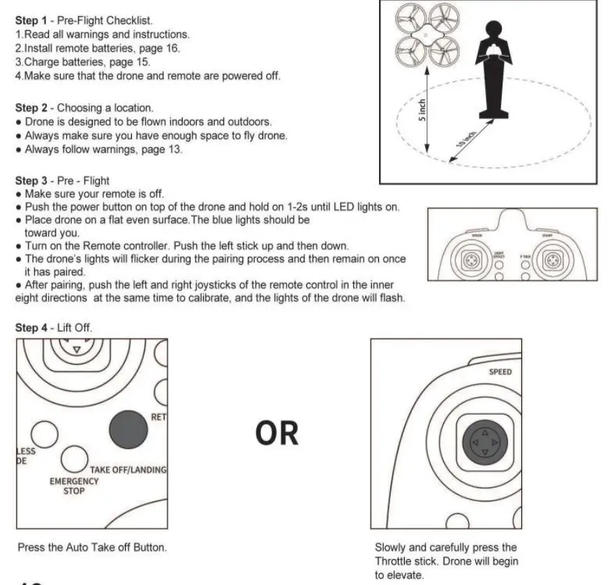 Shantou Flying Technology T20 Glow Stunt Drone User Manual - Operating Drone