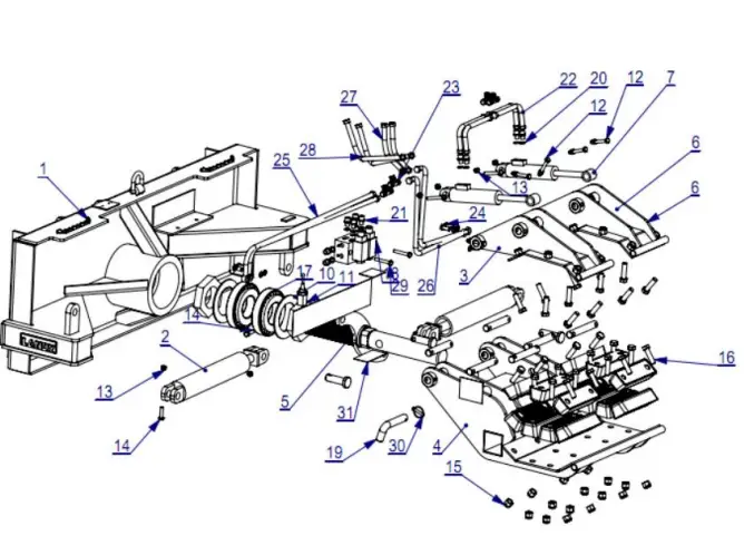 LANDY-PS540-75-355-MP1220-Skid-Steer-Double-Cylinder-Pole-Claw-fig-1