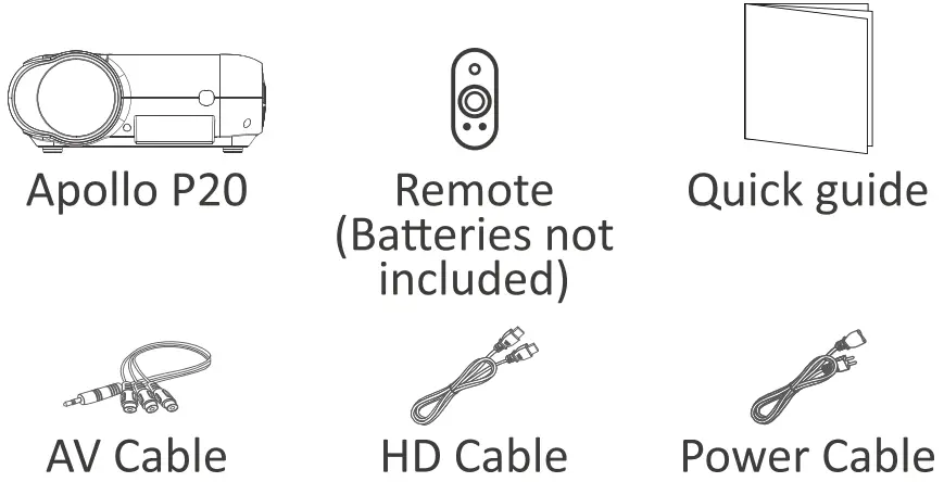ULTIMEA Apollo P20 Portable Projector - Accessories List