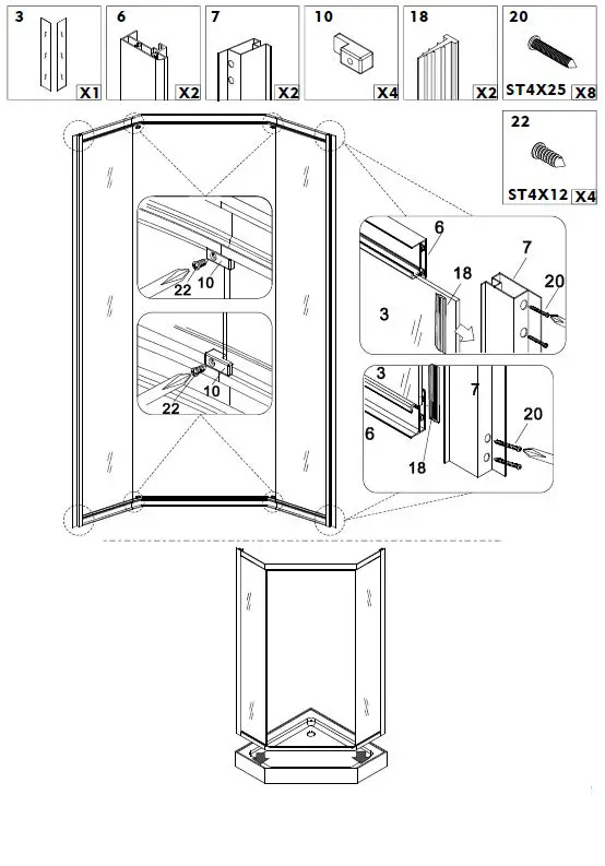 Lyfco-206-6-95-Hexagonal-Shower-Cubicle-fig-4