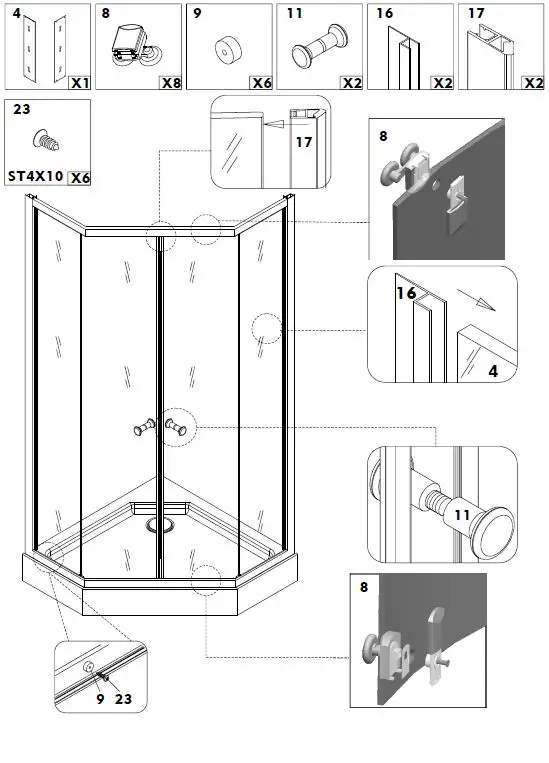 Lyfco-206-6-95-Hexagonal-Shower-Cubicle-fig-5