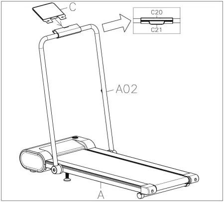 SUNNY HEALTH FITNESS SF T722072 Nimble Smart Compact Treadpad Treadmill - ASSEMBLY 4