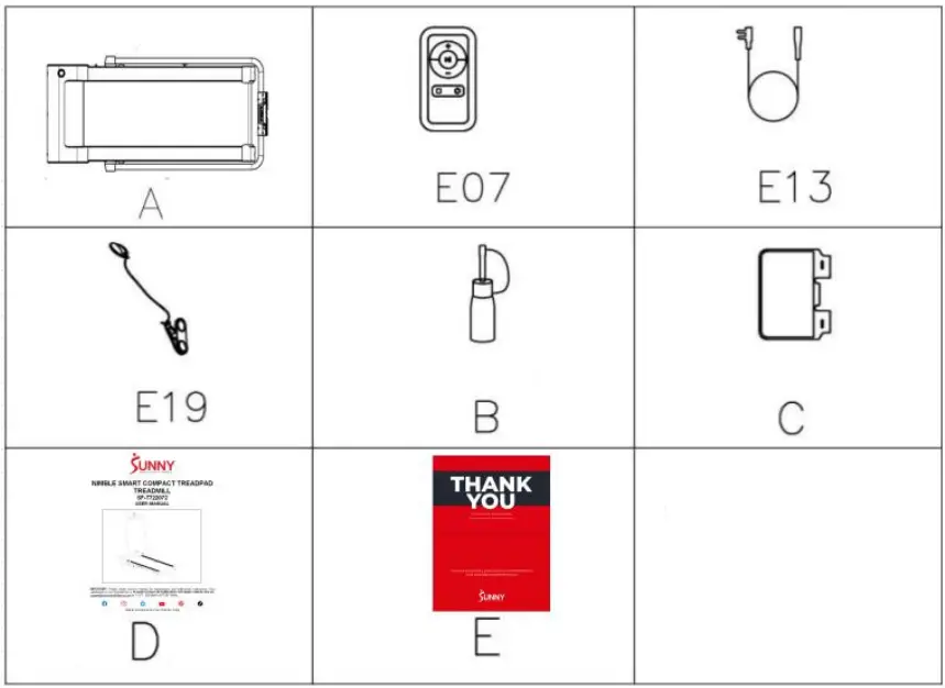 SUNNY HEALTH FITNESS SF T722072 Nimble Smart Compact Treadpad Treadmill - CHECKLIST